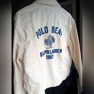 Ralph Lauren Cream Jacket with Blue Polo Bear Design
